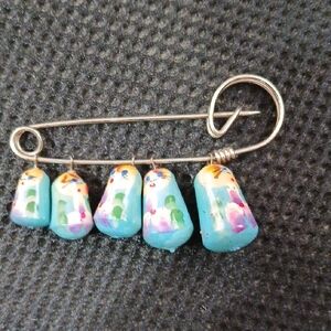 Colorful Beaded Safety Pin Brooch